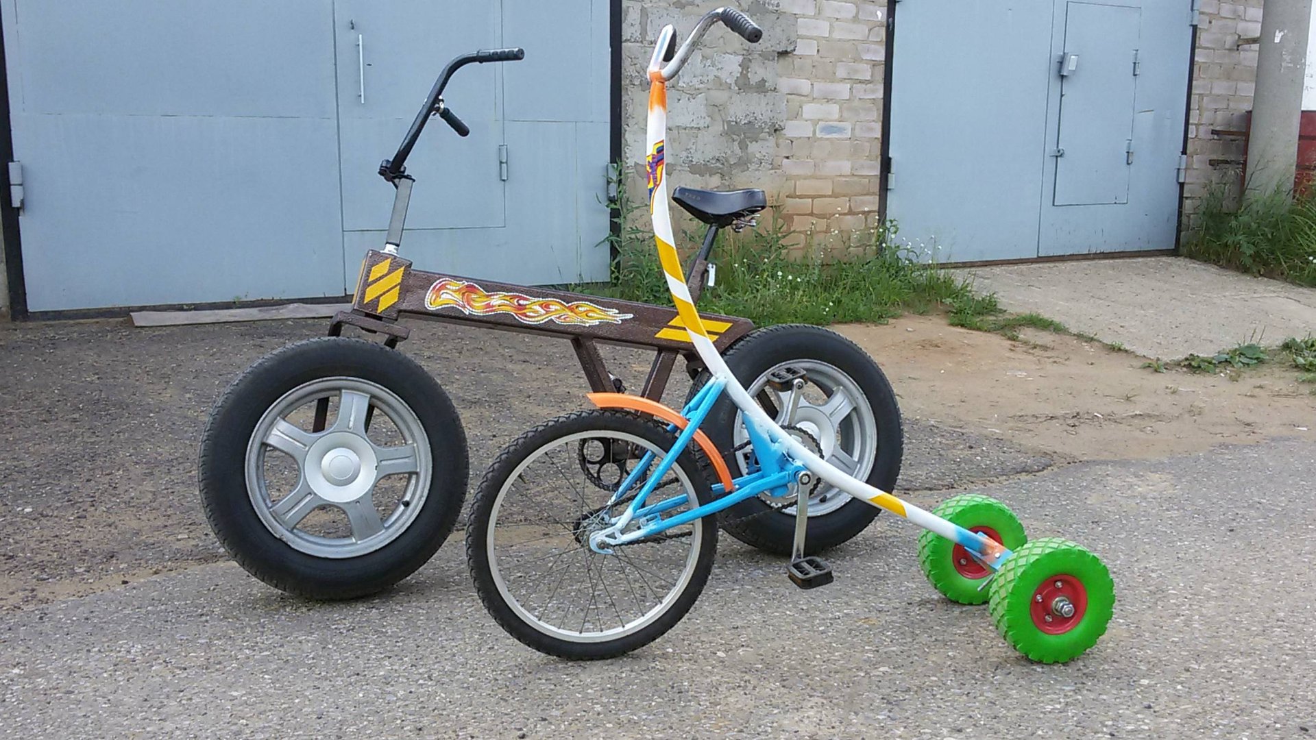 Велосипеды самодельные для тяжеловесов и спортсменов из колёс автомобиля. Самоделки. смотреть онлайн