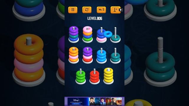 Hoop Sort Puzzle - Color Ring Stack Sorting Game Level 806 Solution смотреть онлайн