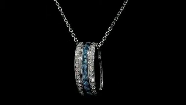 Blue Topaz Pendant with Diamonds - 7/10 Carat in 14K White Gold | MyJewelryBox смотреть онлайн