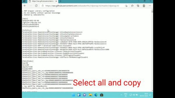 Installing RDP Wrapper for Windows 11, fixing issue in Rdp Wrapper 21H2