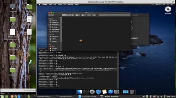 macOS Catalina 10.15 beta running on Linux x86_64 VirtualBox