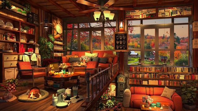 Soft Fall Jazz Music ~ Autumn Cafe Shop Space Embrace Day with Sweet Morning Music for Deep Focus смотреть онлайн