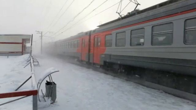 Электропоезд ЭД4М-0058 проезжает о.п. Совхоз Бердский смотреть онлайн