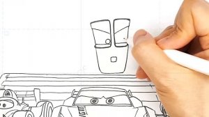 CARS Frank Chases Jackson Storm, Francesco and Chick Hicks Drawing and Coloring Pages | Tim Tim TV