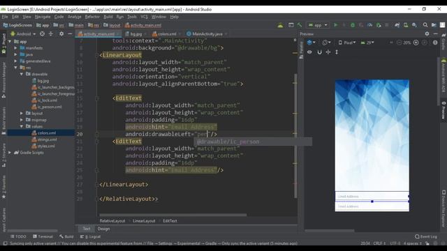 Create beautiful login screen in Android Studio with custom Button And EditText Part-1 | 2019 смотреть онлайн