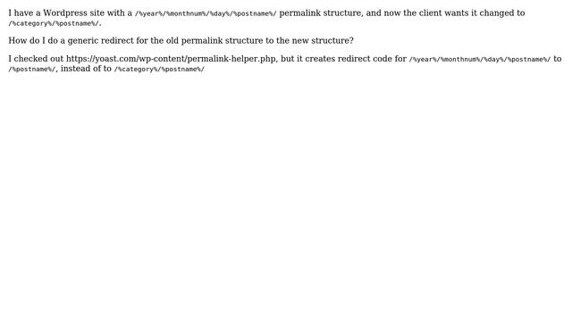 Wordpress: Redirect year month day postname permalink structure to category postname structure смотреть онлайн