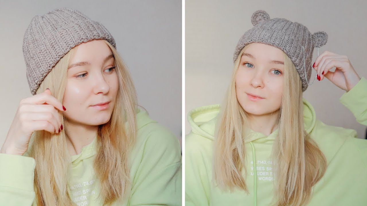 Шапка БИНИ с ушками крючком I Для новичков I TiKToK Crochet смотреть онлайн