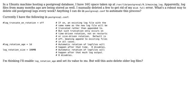 Databases: Deleting old postgresql log files (Ubuntu) (2 Solutions!!) смотреть онлайн