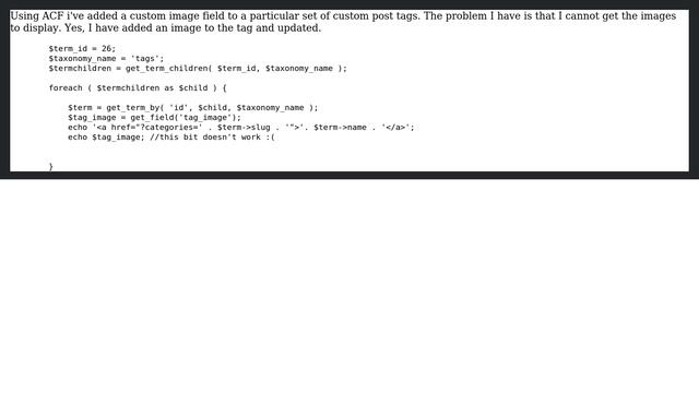 Wordpress: Custom post tag images not displaying with ACF смотреть онлайн