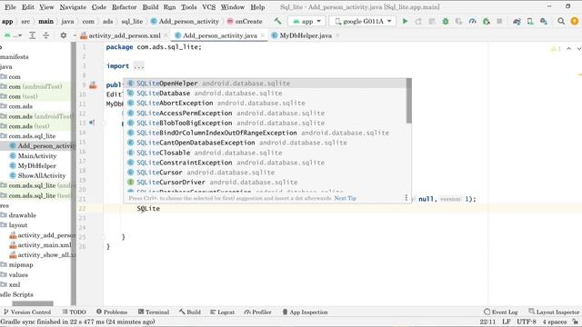 Sqlite android studio | Create a database from scrash смотреть онлайн