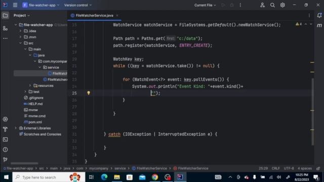 #Java (WatchService - monitoring/reading file uploading from a directory) смотреть онлайн