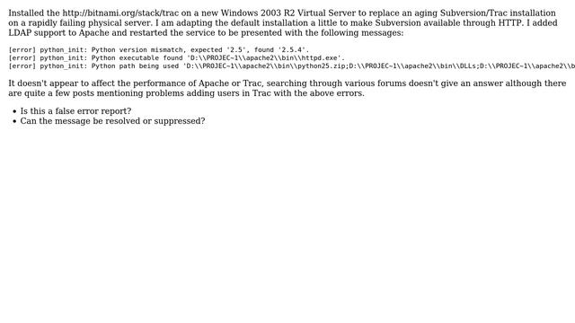 DevOps & SysAdmins: "python_init: Python version mismatch" logged in Apache error.log смотреть онлайн