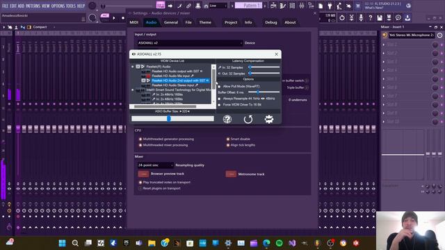 Blue Yeti Mic + Win 11 + FL studio 21 + ASIO4ALL fast launch basic microphone configuration tutoria смотреть онлайн