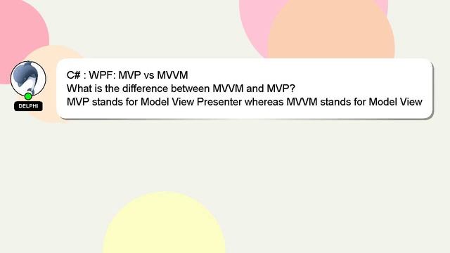 C# : WPF: MVP vs MVVM смотреть онлайн