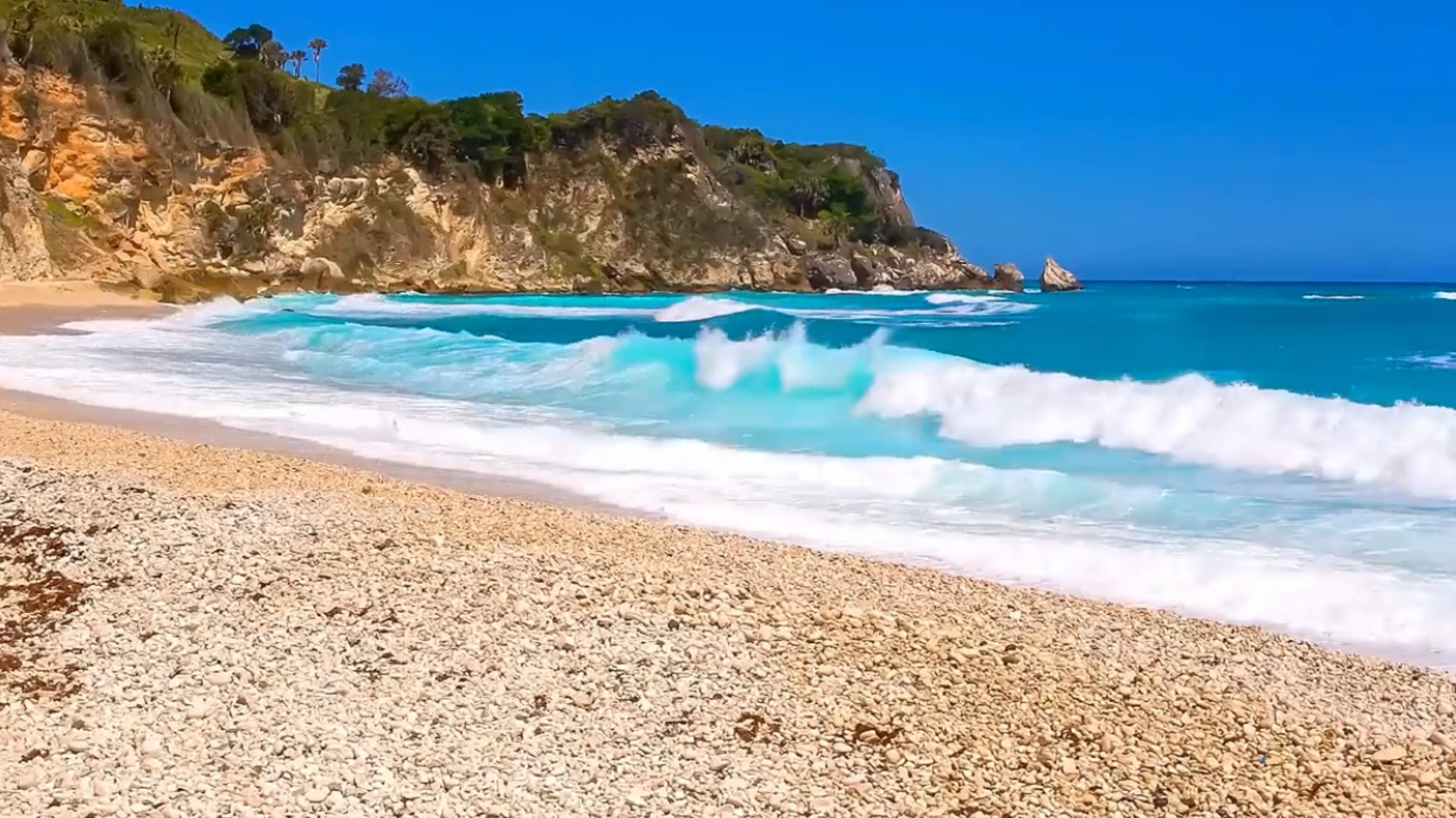 Шум моря. Красивый вид на летний пляж. Волны. Релакс на 3 часа. смотреть онлайн