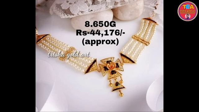 Latest Gold Pearl Choker Necklace Designs With Price // trisha gold art смотреть онлайн