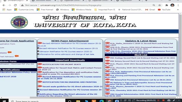 KOTA UNIVERSITY/UOK PG Admission 2020-21 Merit List & Waiting List | PG Online Application смотреть онлайн