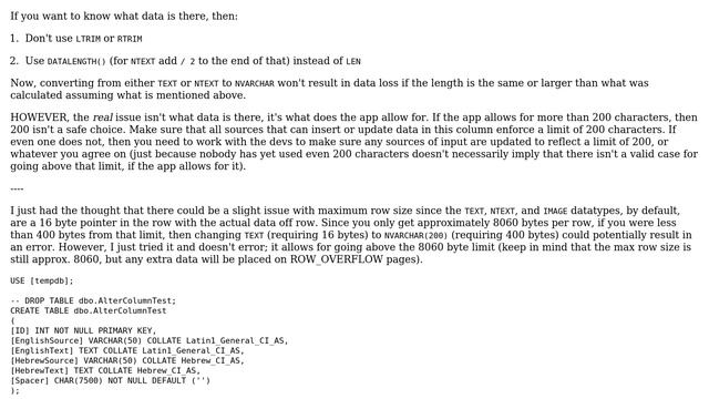 Databases: SQL 2005 table data type "text" to nvarchar (2 Solutions!!) смотреть онлайн