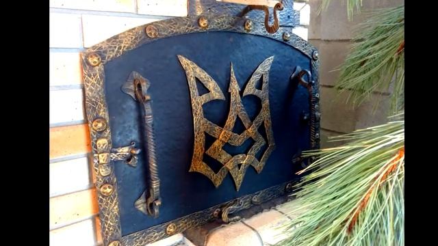 Красивая кованая заслонка для печки, барбекю, печь в украинском стиле, дизайн, ковка на мангал смотреть онлайн