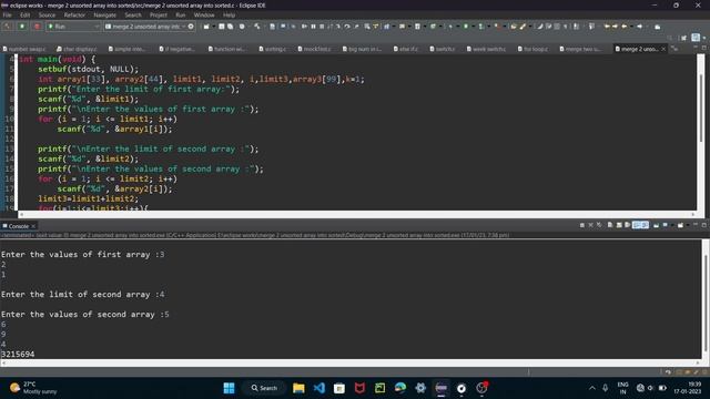 How to merge two unsorted arrays in sorted order || Explained in Malayalam смотреть онлайн