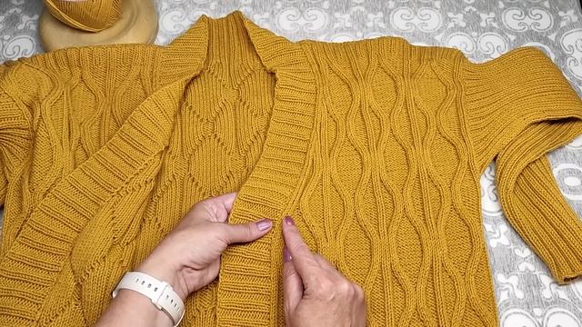 Кардиган «Горчичный» из Alize Cotton Gold /Описание. смотреть онлайн