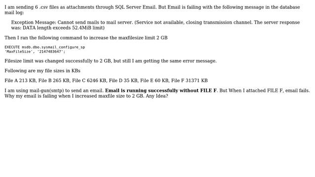 Databases: Why am I getting an email size error with SQL Server database mail? смотреть онлайн