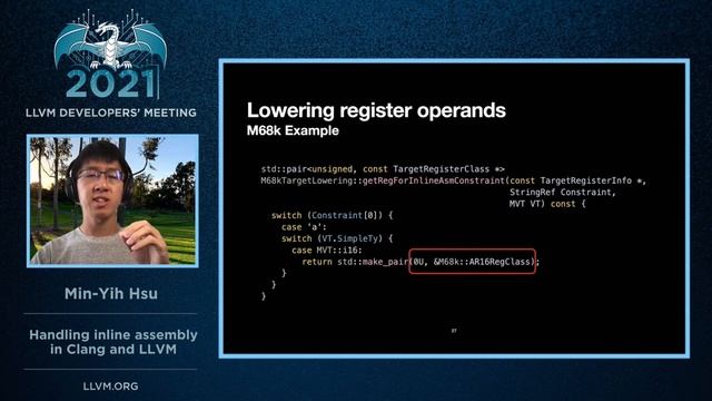 2021 LLVM Dev Mtg “Handling inline assembly in Clang and LLVM” смотреть онлайн