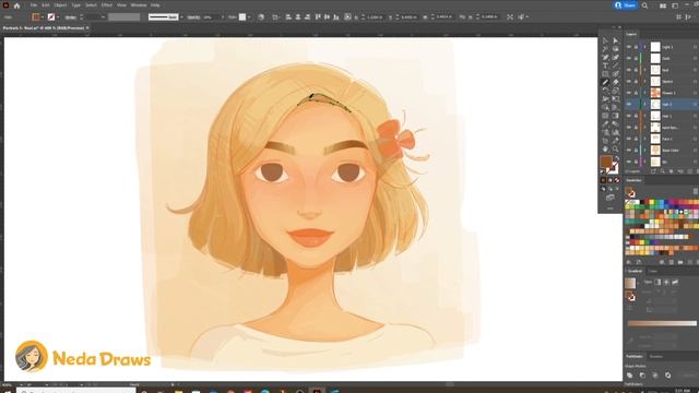 FACE DRAWING in ADOBE ILLUSTRATOR. Vector Portrait смотреть онлайн