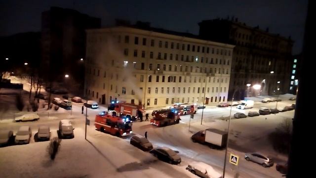 Пожар на Васильевском улица Шкиперский проток 5:00 утра воскресенье 4 февраля 2018 год
