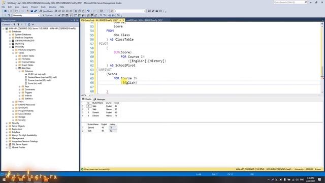 27. Синонимы. TOP, OFFSET-FETCH фильтры. APPLY, PIVOT, UNPIVOT. Подзапросы. Рекурсивные CTE. CASE смотреть онлайн