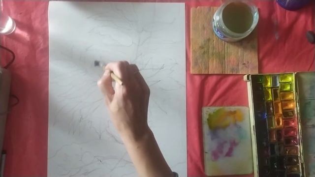 Осенняя листва, акварель смотреть онлайн