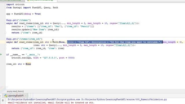 Numeric Validations in FastAPI - FastAPI Python Tutorial :08 - iGnani Adda247 смотреть онлайн
