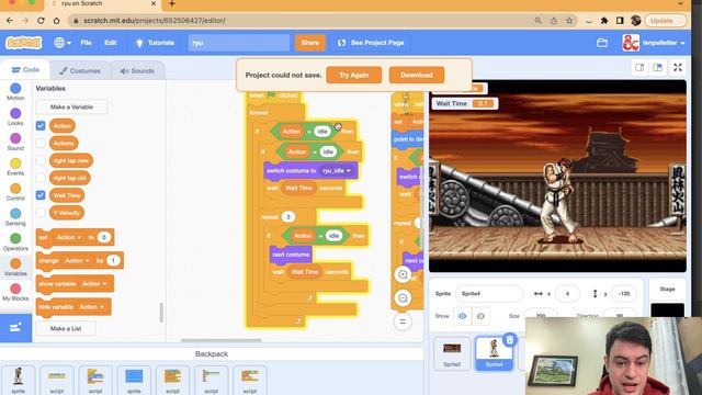 Animating a Sprite Sheet in Scratch Part 3 - Non-interruptible Actions such as Attacks смотреть онлайн