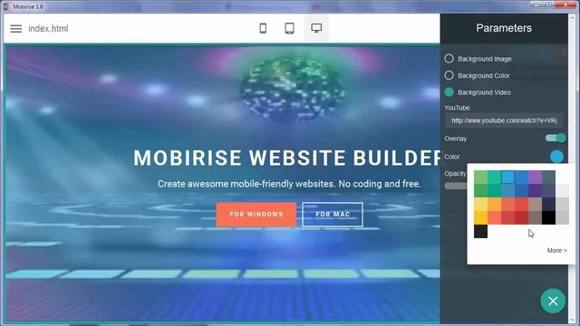 Background Video - Mobirise Mobile Website Creator v1.6 смотреть онлайн