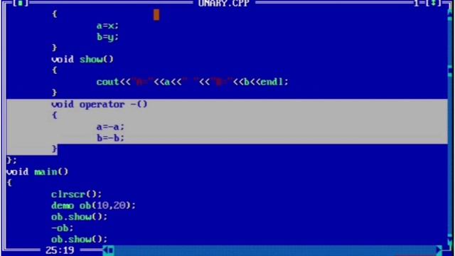 Unary operator overloading in c++ | c++ program to perform unary operator overloading смотреть онлайн