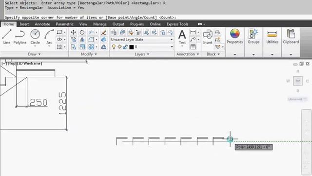 AutoCAD 2012 Array command to create stairs смотреть онлайн
