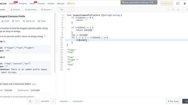 14 Longest Common Prefix - Leetcode in Go - string смотреть онлайн