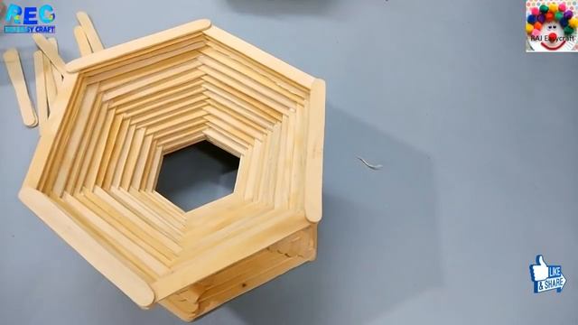 Flower pot making with ice cream sticks || Diy || craft Popsicle stick смотреть онлайн