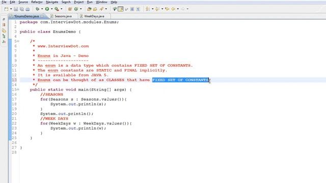 ENUMS IN JAVA DEMO смотреть онлайн