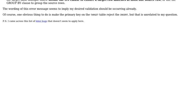 SQL Server - MERGE duplicate SOURCE rows validation is only evaluated on UPDATE and DELETE clauses смотреть онлайн