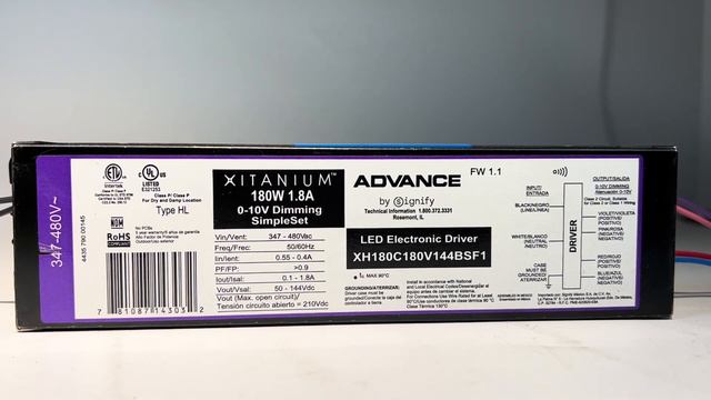 XH180C180V144BSF1 – Advance 180 Watt LED Driver