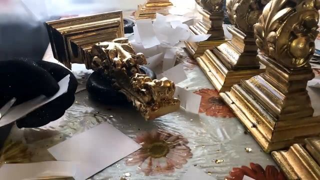 Реставрация декора с имитацией золочения суперпоталью. таймлапс The restoration of gilding imitatio смотреть онлайн