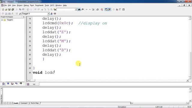 16x2 LCD Embedded C program for 8051 with Keil and Proteus simulation смотреть онлайн