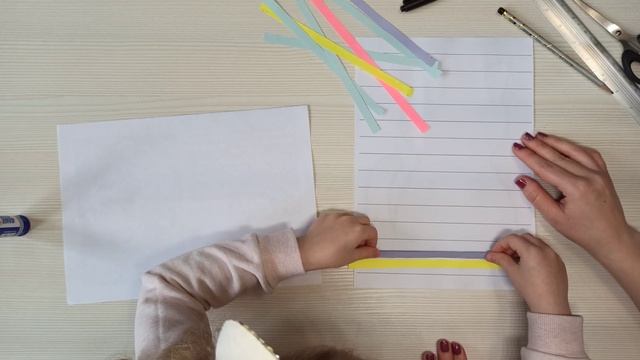 Полосатая кошечка. Аппликация из цветной бумаги. DIY how to make a cat using different colored pape смотреть онлайн