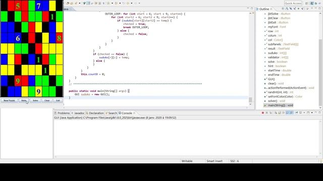Suduko 9x9 solver - java programming with GUI - examples & training смотреть онлайн