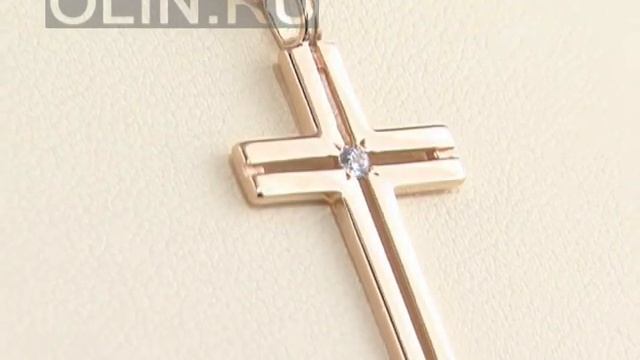 Стилизованный крестик из красного золота смотреть онлайн