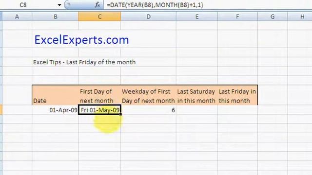 ExcelExperts.com - Excel Tips - Last Friday of the month смотреть онлайн
