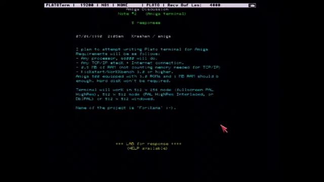PLATOTerm Amiga 0.3 demo смотреть онлайн
