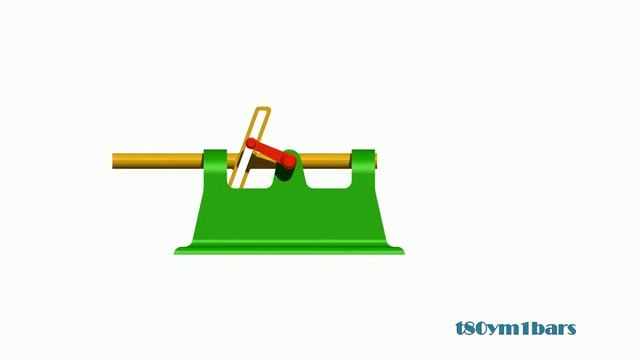 Трёхзвенный кулисный механизм с поступательно движущейся кулисой. Вид спереди. смотреть онлайн