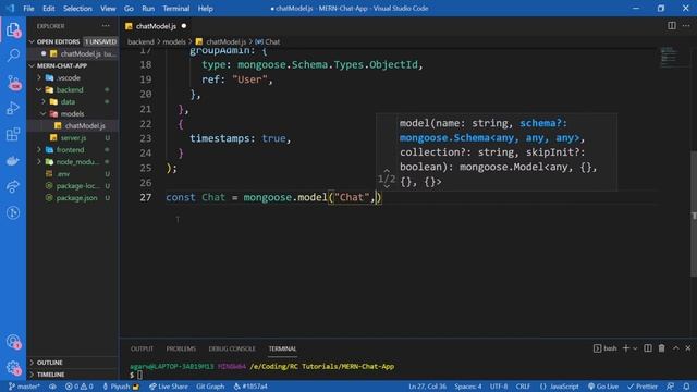 Defining Schema and Models with mongoose - MERN Stack Chat App with Socket.IO #6 смотреть онлайн